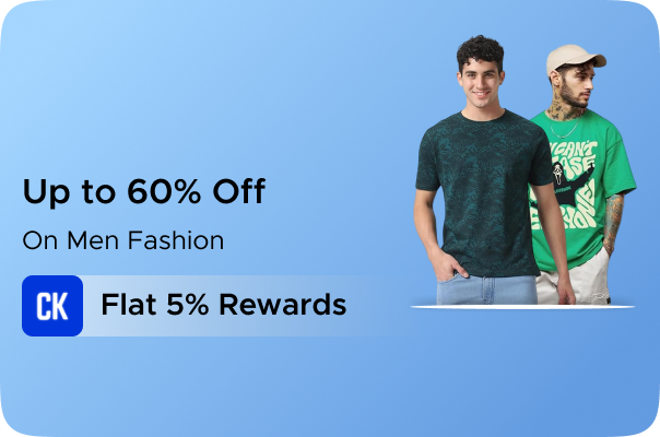 Amazon: Upto 60% Off on Men Fashion + Flat 5% Rewards CashKaro Cashback